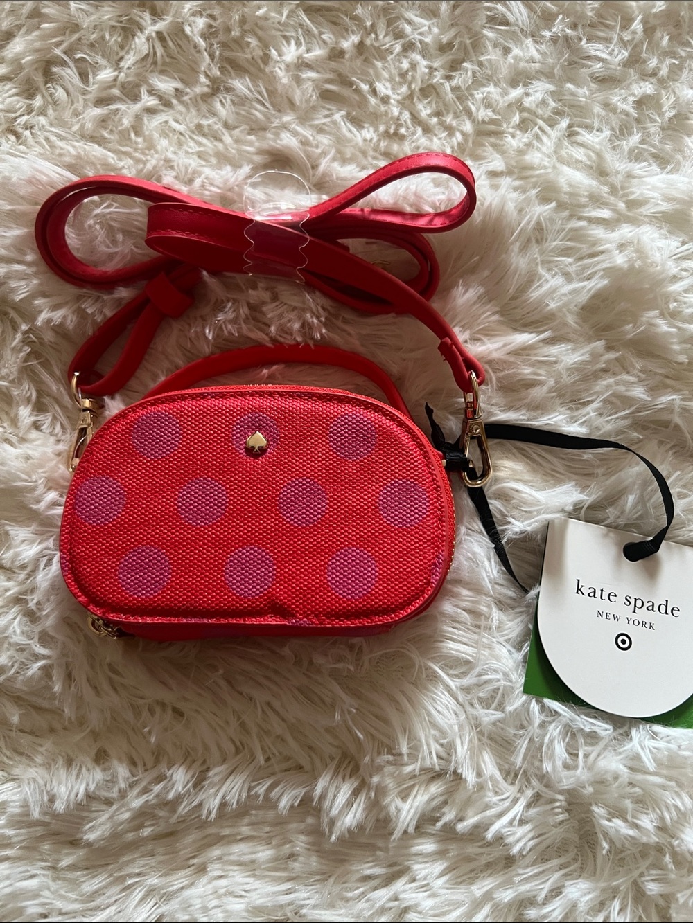Target x kate spade Red with Pink Polka Dot Crossbody Bag